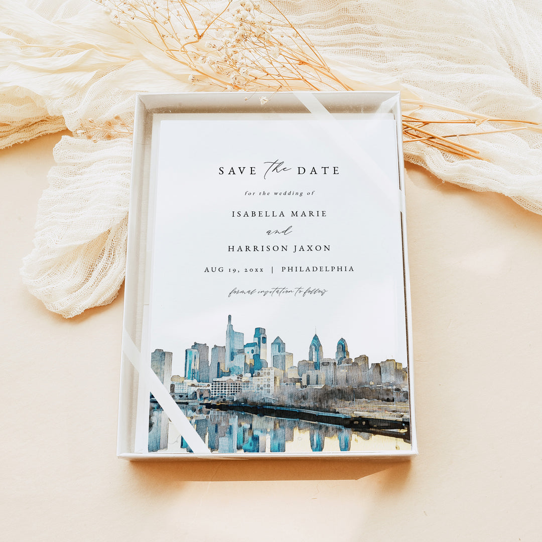 PHILADELPHIA Skyline Photo Save the Date Cards