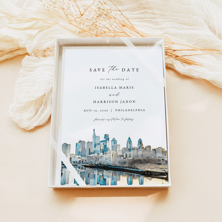 PHILADELPHIA Skyline Photo Save the Date Cards