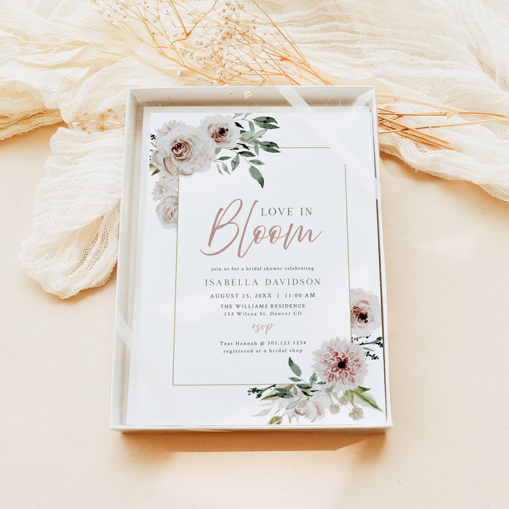 ROBYN Love in Bloom Blush Pink Floral Bridal Shower Invitation