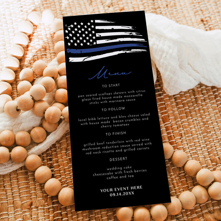 POLICE Flag Menu Cards for Retirement or Appreciation Party