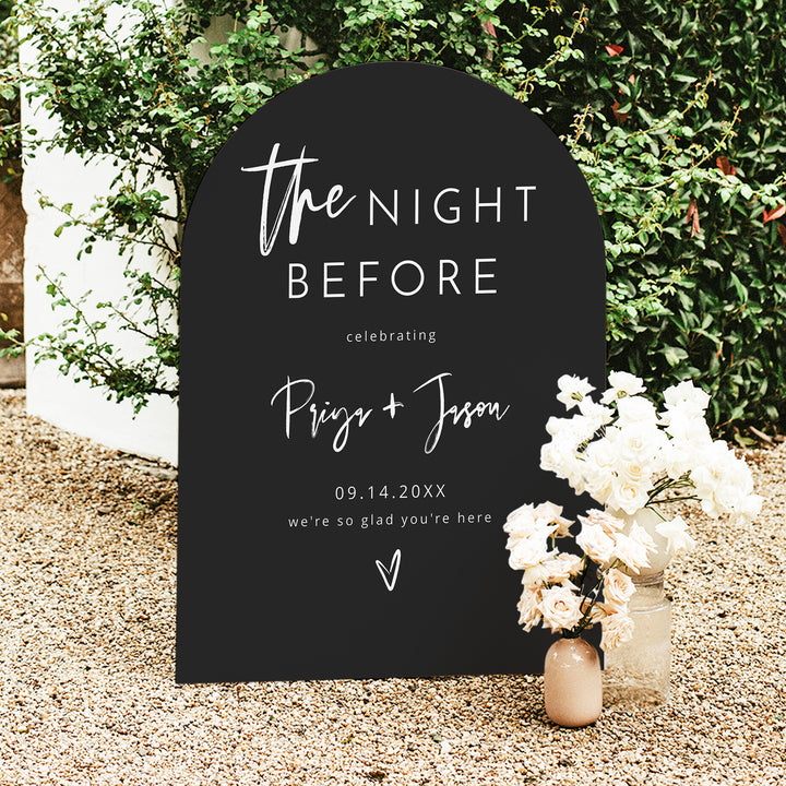 PRIYA The Night Before Sign for Minimalist Wedding Rehearsal Dinner