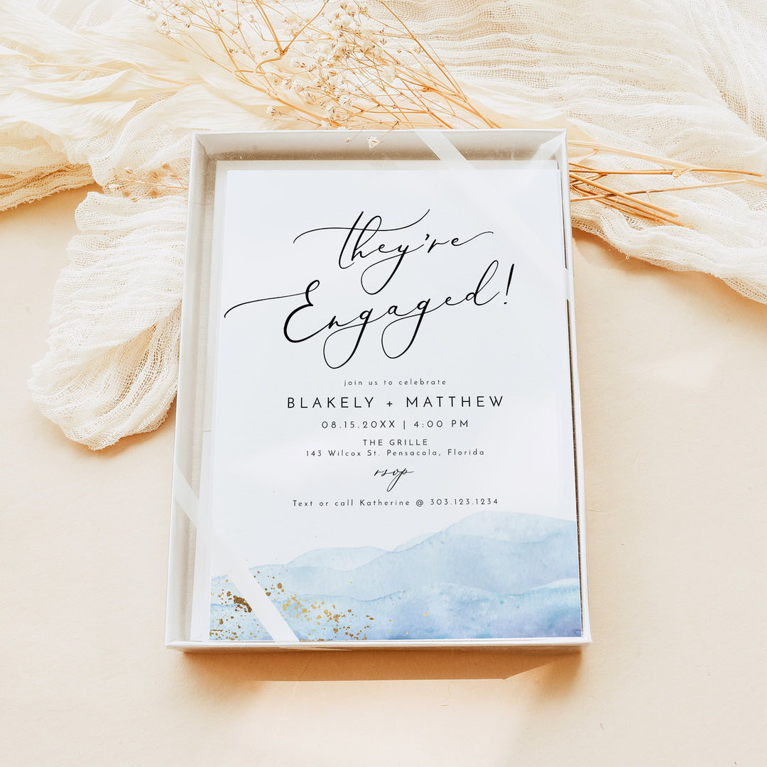 BLAKELY They're Engaged Romantic Beach Engagement Party Invitations