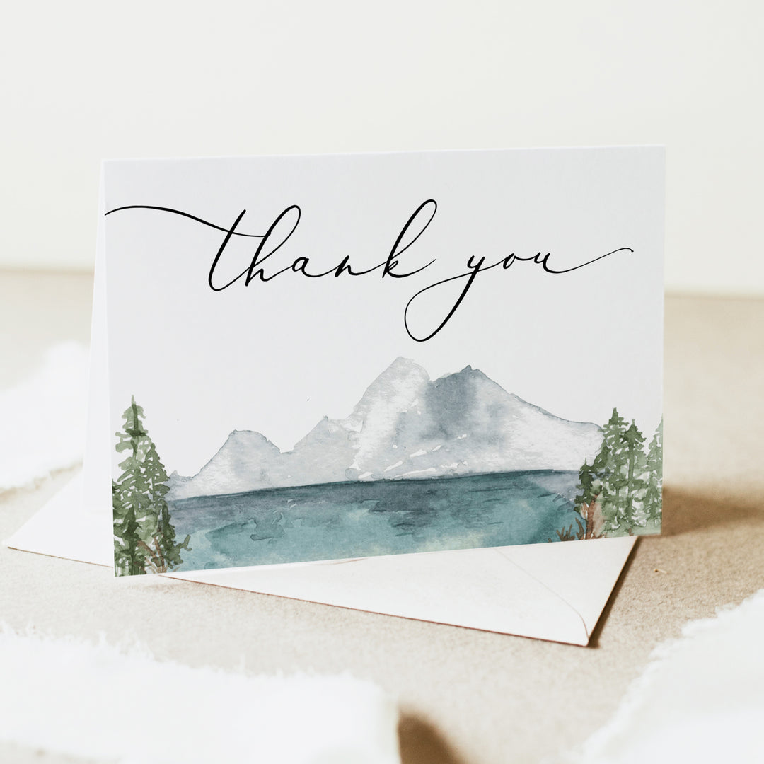 CLOVER Watercolor Mountain Thank You Cards