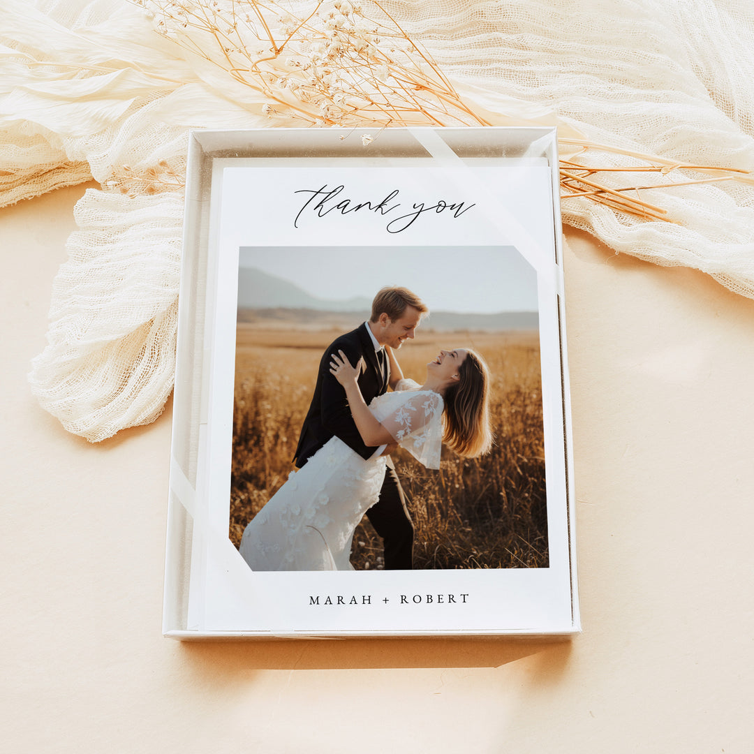 MARAH Elegant Photo Wedding Thank You Cards Personalized