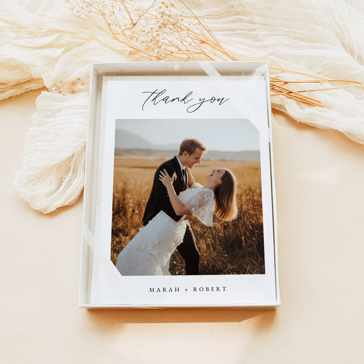 MARAH Elegant Photo Wedding Thank You Cards Personalized