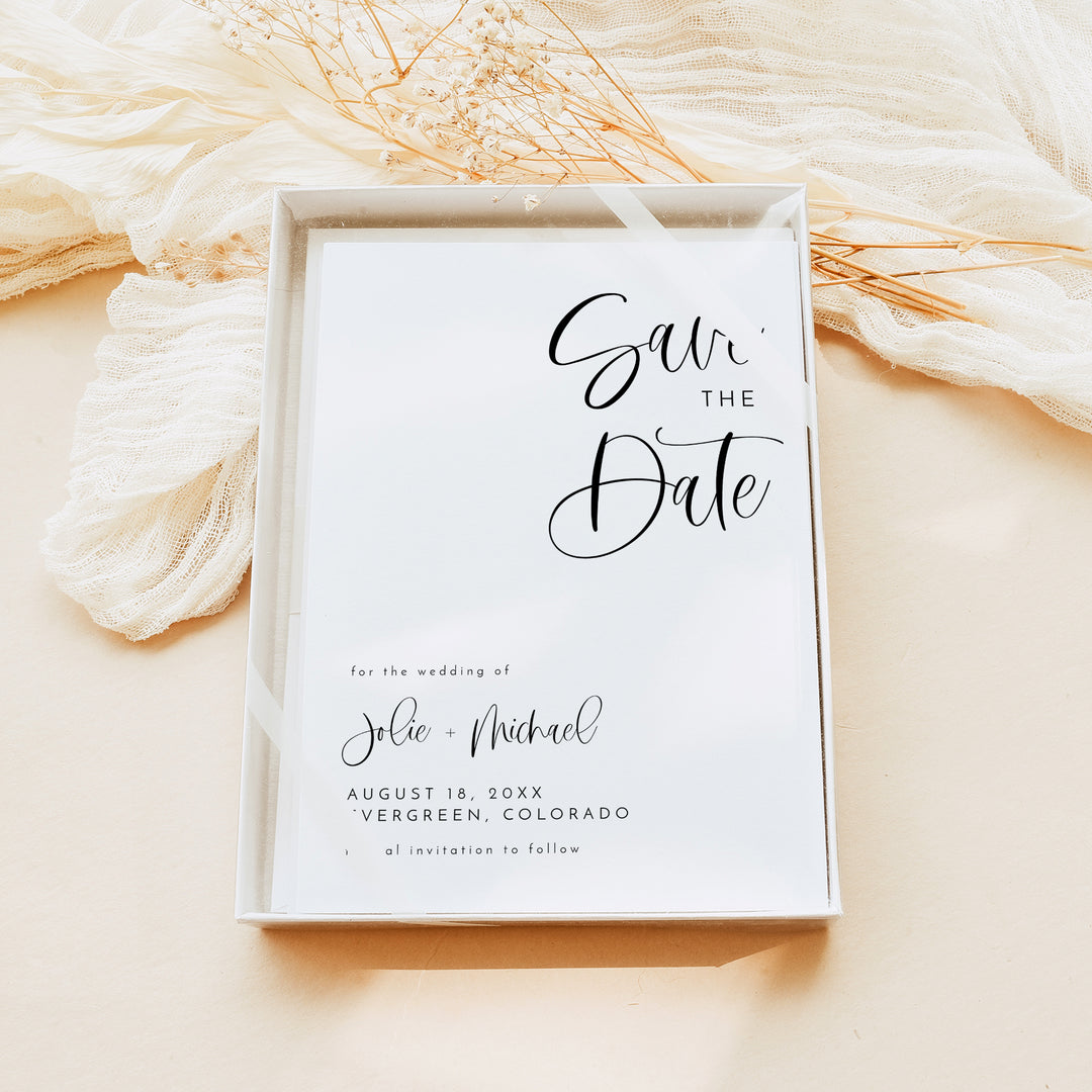 JOLIE Romantic Minimalist Engagement Photo Save the Date Invitation