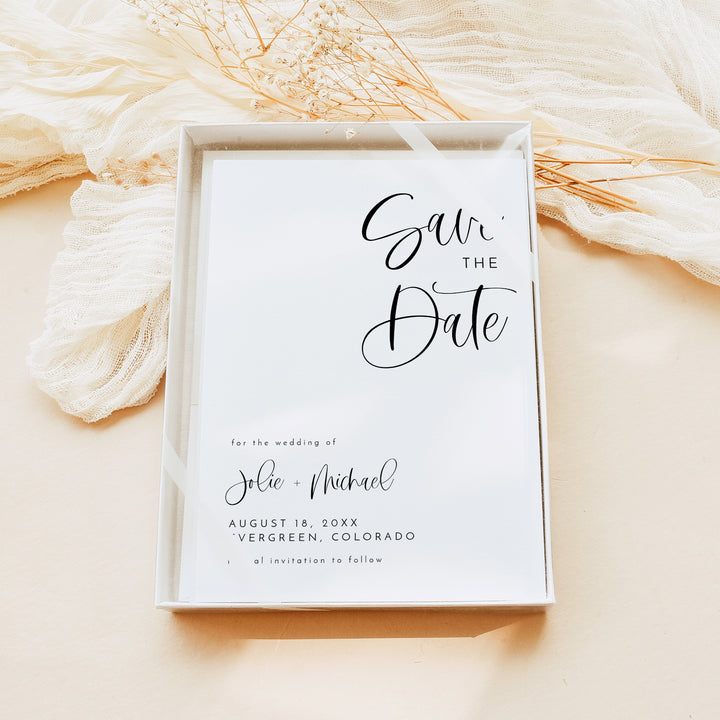 JOLIE Romantic Minimalist Engagement Photo Save the Date Invitation