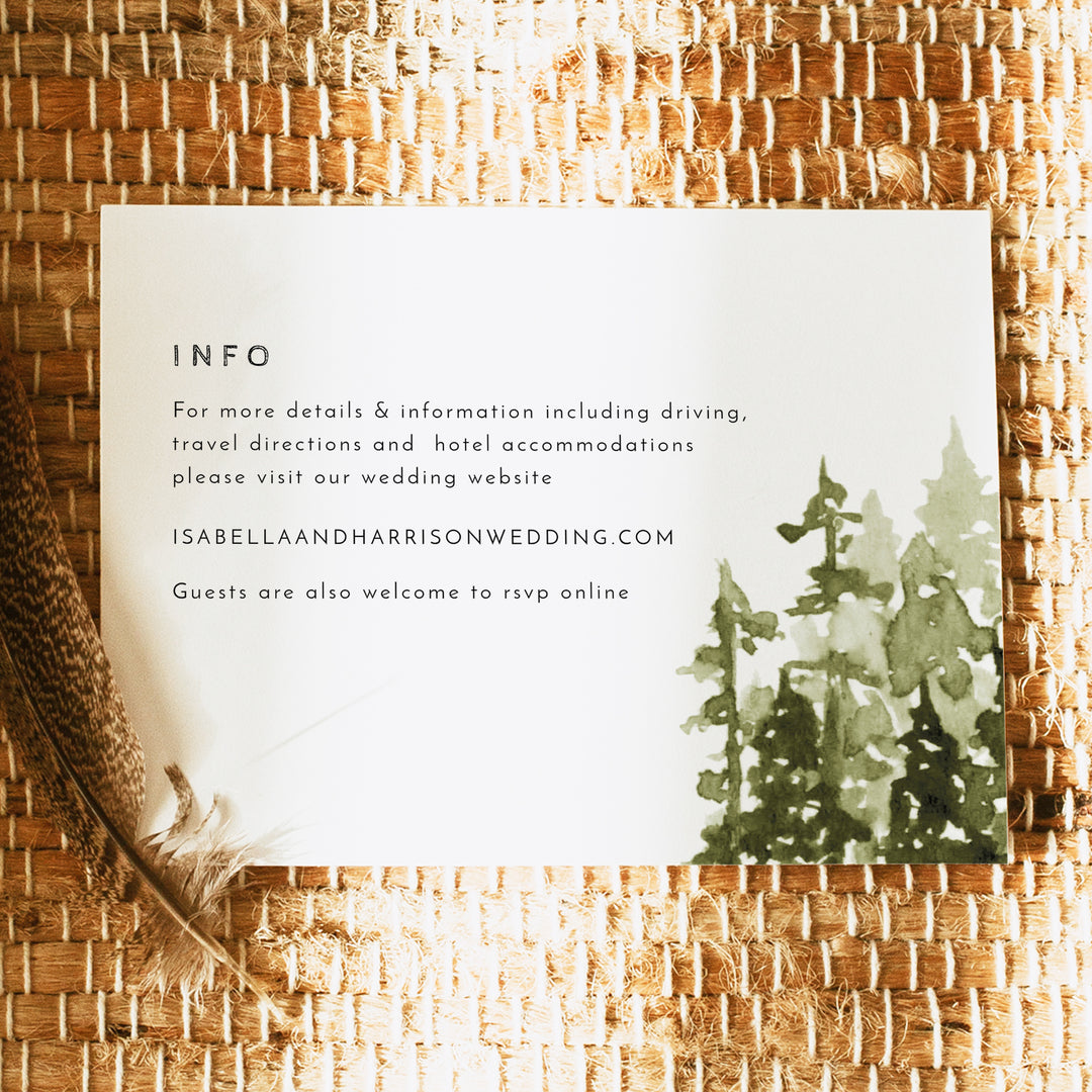 JENNA Modern Green Forest Wedding Details Card