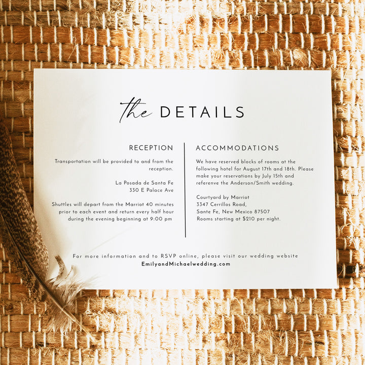 KENNEDY Simple Dusty Blue Boho Wedding Details Card