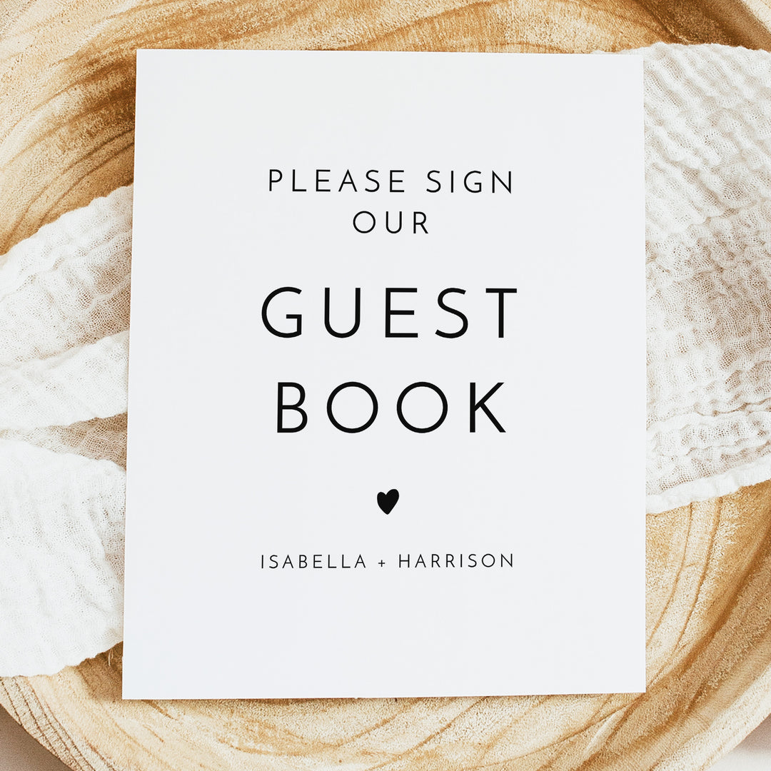 KENNEDY Modern Minimalist Wedding Guest Book Table Sign
