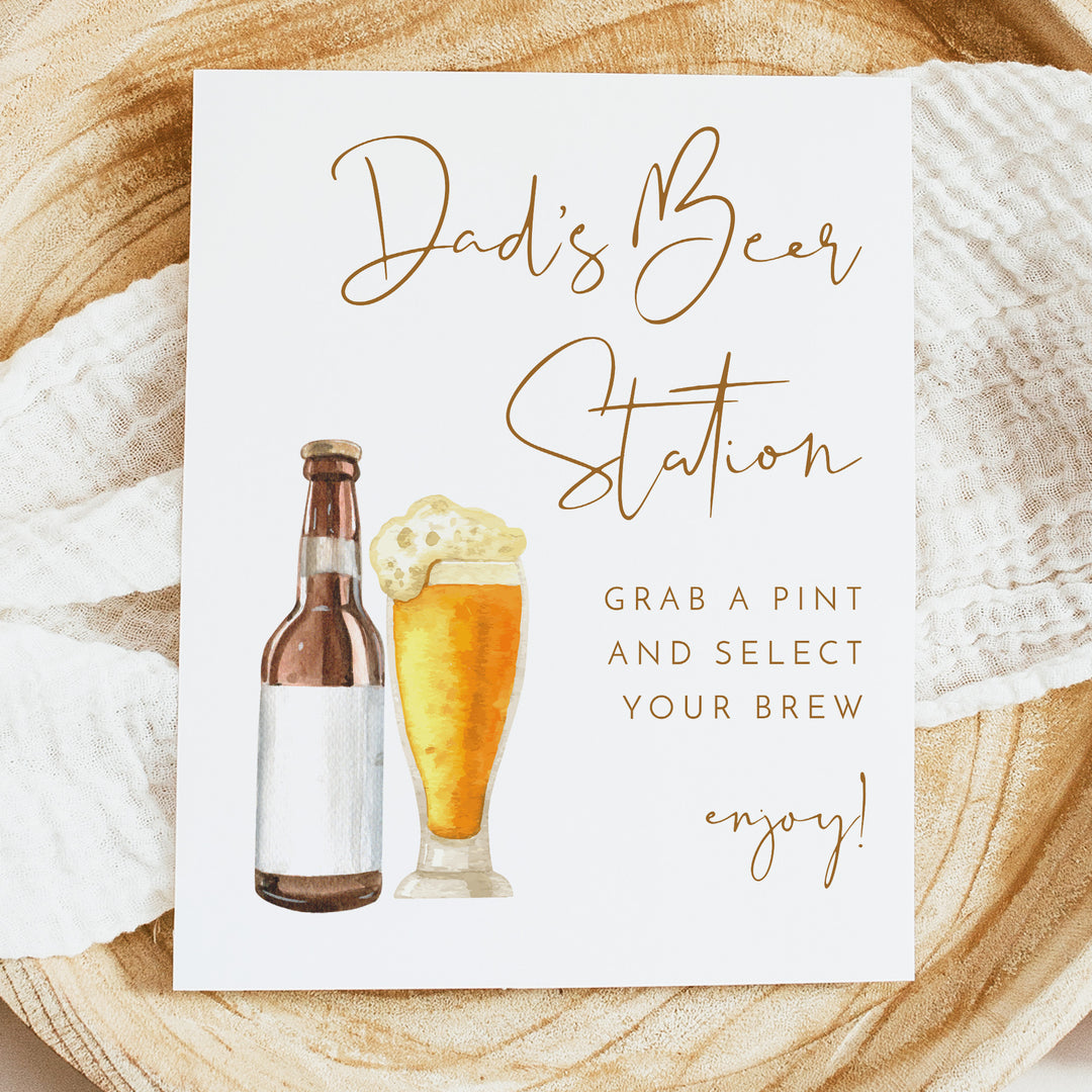 INDIE Dad's Beer Station Bar Sign for Rustic Baby Shower - Unframed