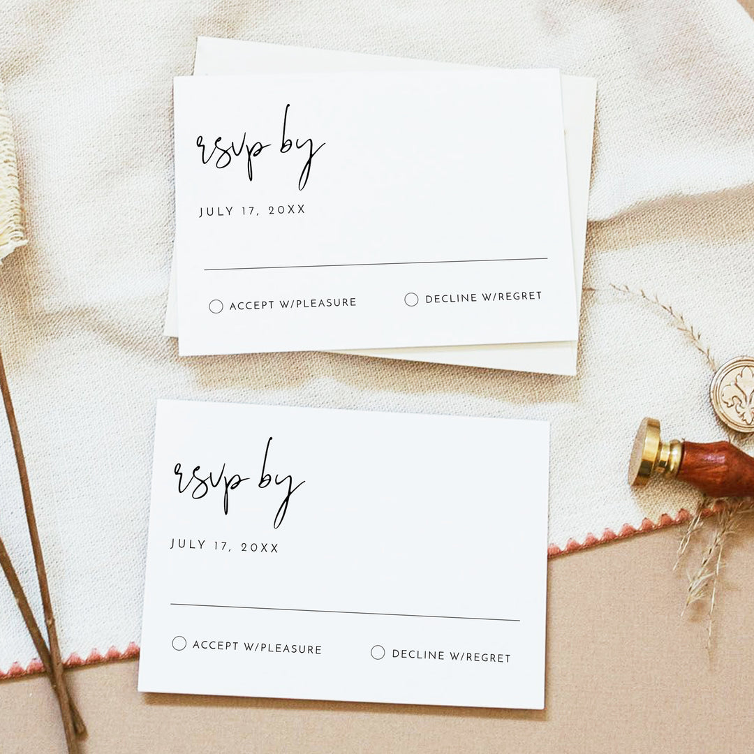 ADELLA Minimalist Wedding RSVP Insert Card with Envelopes