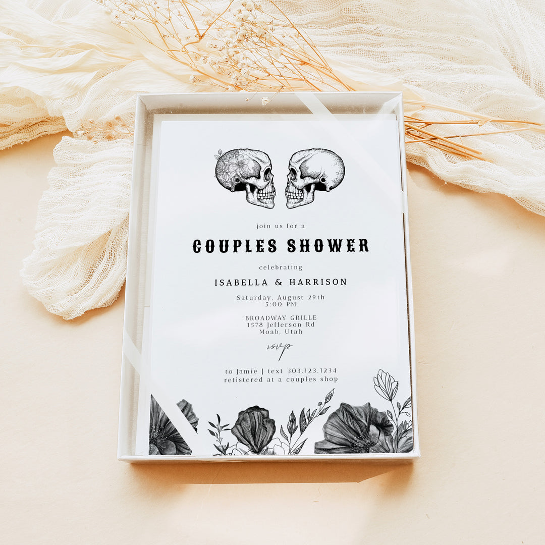 NOVA Gothic Halloween Floral Couples Shower Invitations