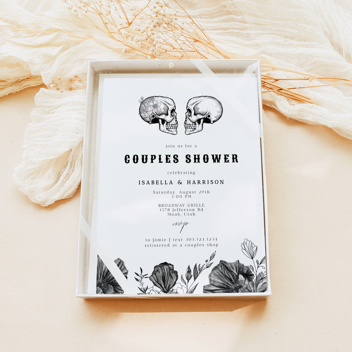 NOVA Gothic Halloween Floral Couples Shower Invitations