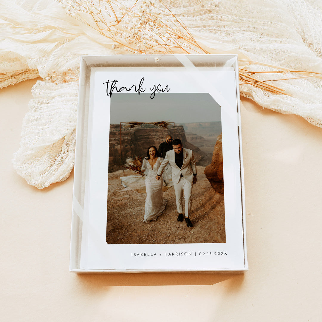 WILLOW Personalized Modern Boho Wedding Photo Thank You Cards