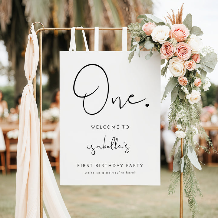 ADELLA One First Birthday Welcome Sign