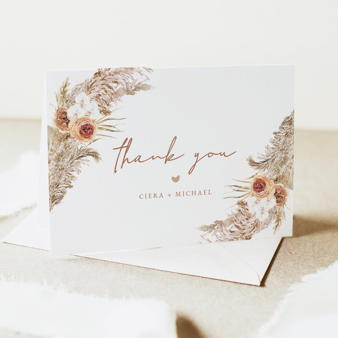CIERA Personalized Rustic Terracotta Wedding Thank You Cards