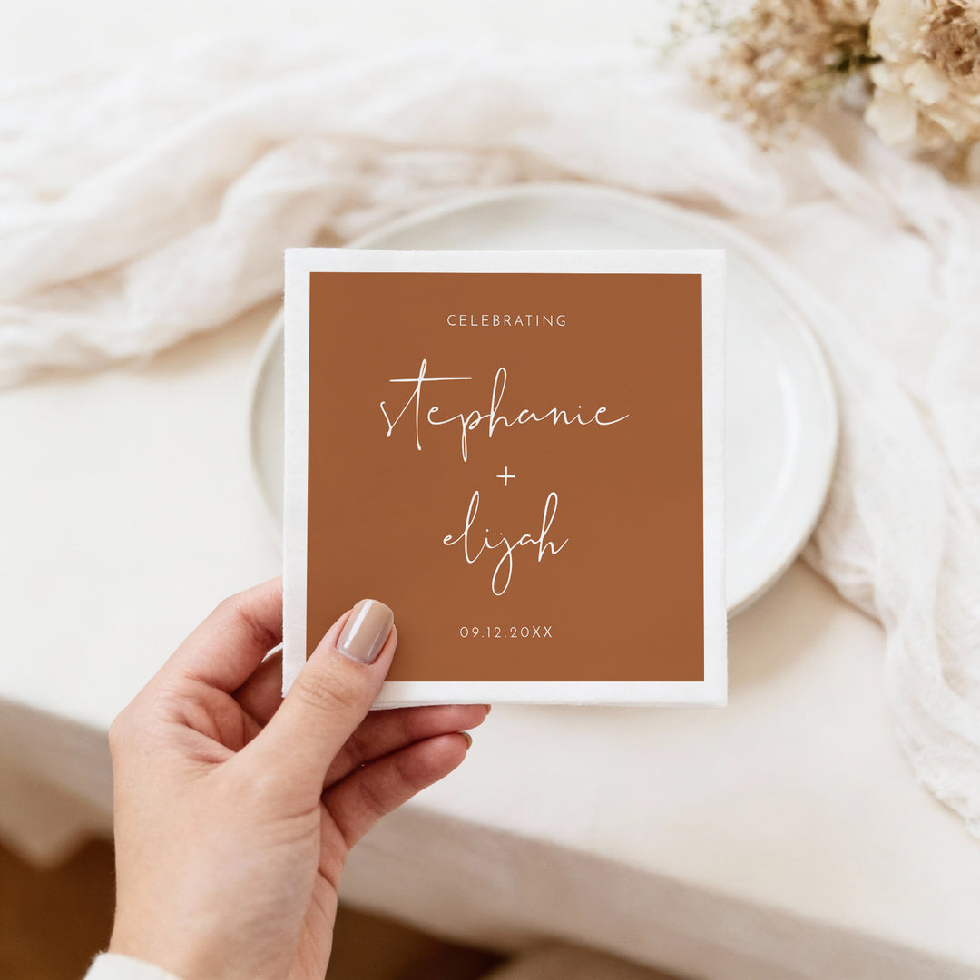 CORIANDER Personalized Rustic Terracotta Wedding Napkins