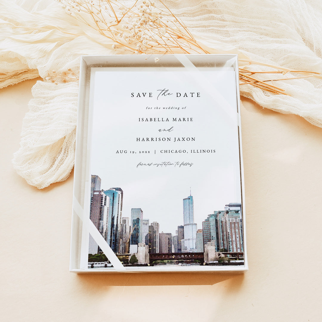 CHICAGO Illinois Skyline Save the Date Invitations
