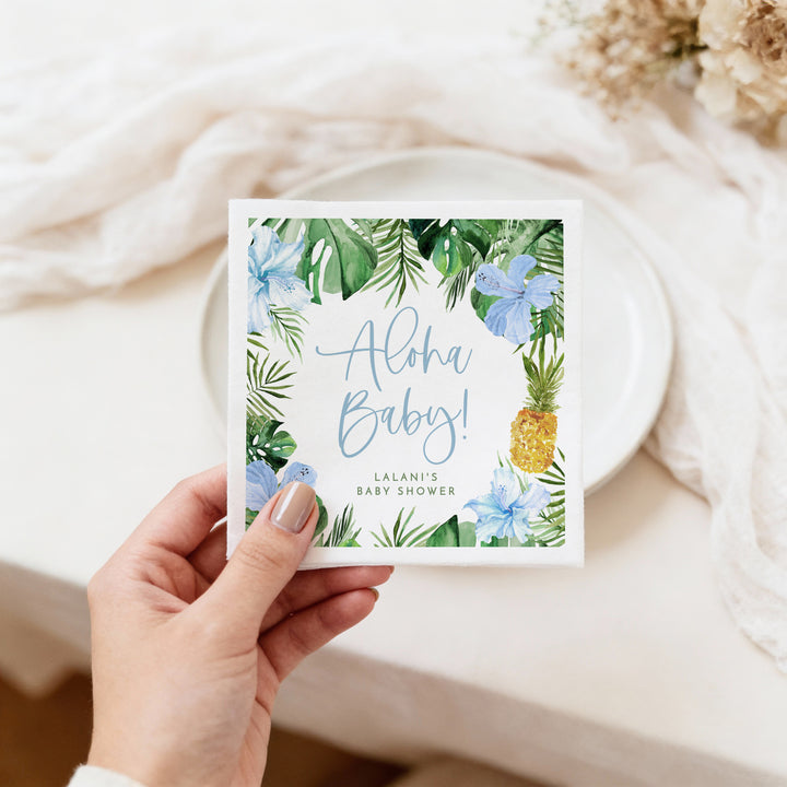 LALANI Personalized Aloha Baby Tropical Luau Baby Shower Napkins