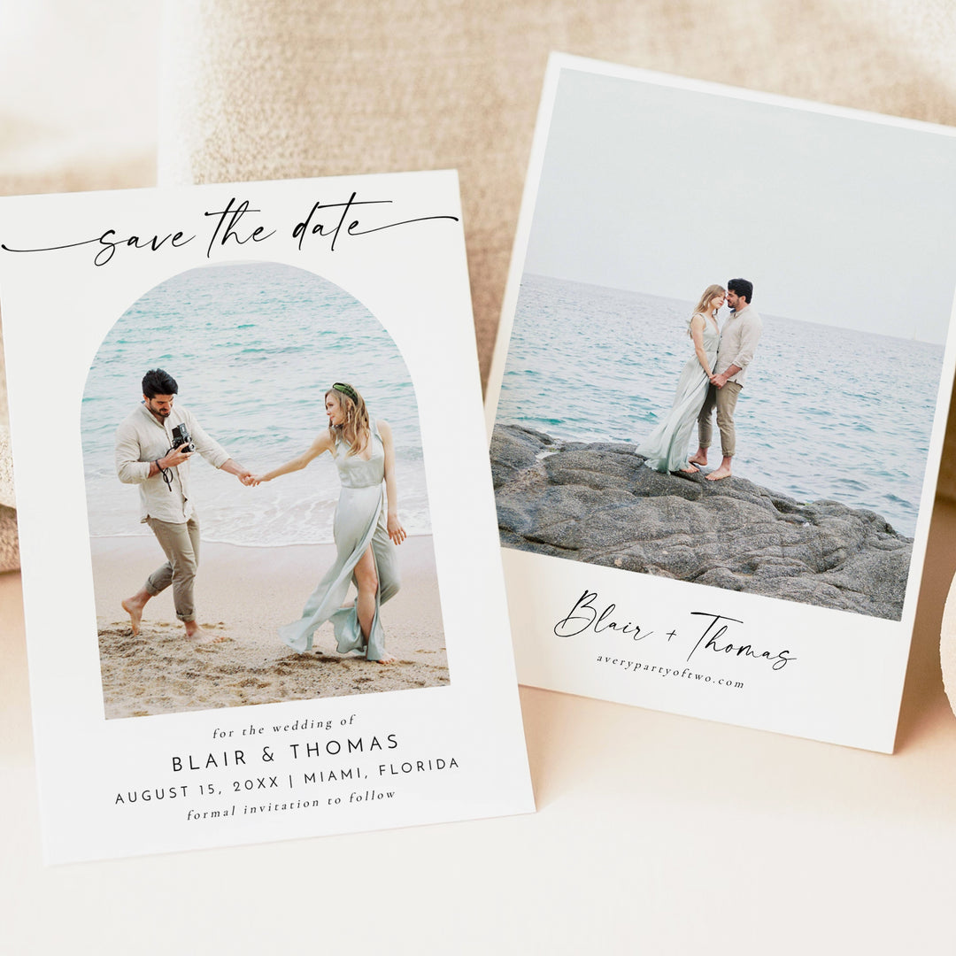 BLAIR Modern Arched Photo Save the Date Card Invitations