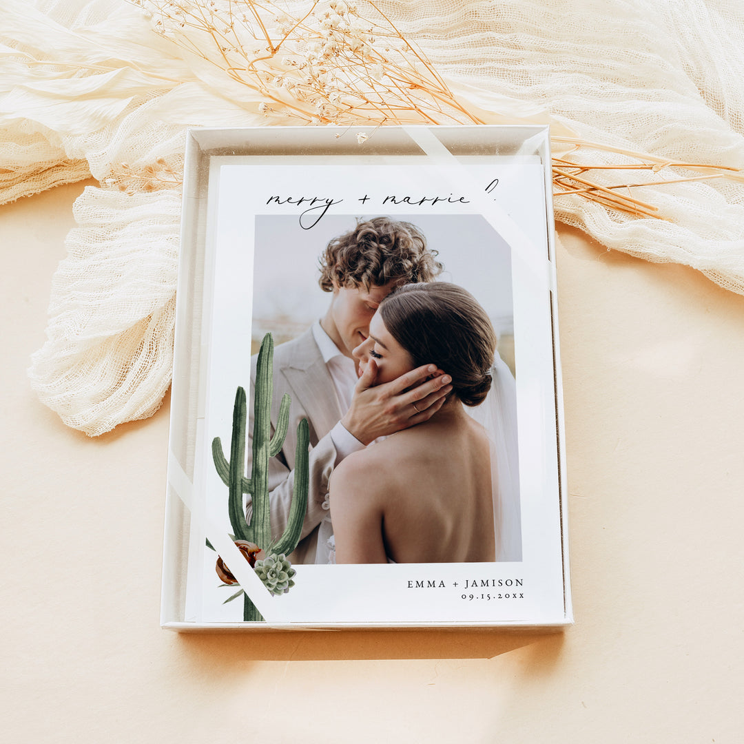 ELEANOR Merry and Married Southwestern Boho Christmas Card with Photos