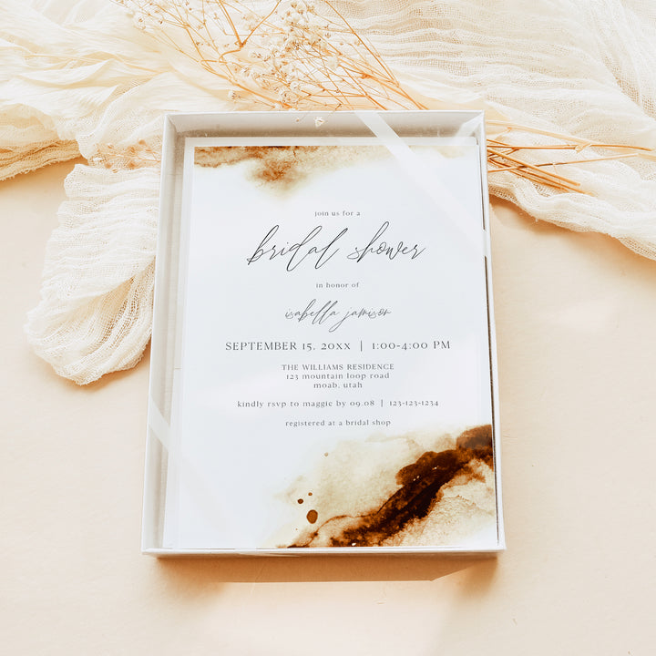 JAYLA Minimalist Burnt Orange Autumn Bridal Shower Invitations
