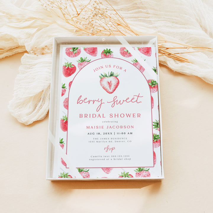 MAISIE Berry Sweet Strawberry Theme Summer Bridal Shower Invitation