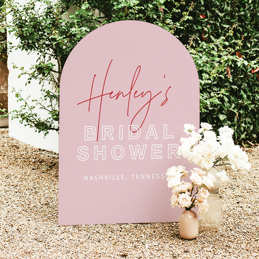HENLEY Elegant Red and Pink Bridal Shower Welcome Sign