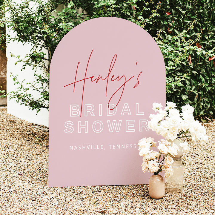 HENLEY Elegant Red and Pink Bridal Shower Welcome Sign