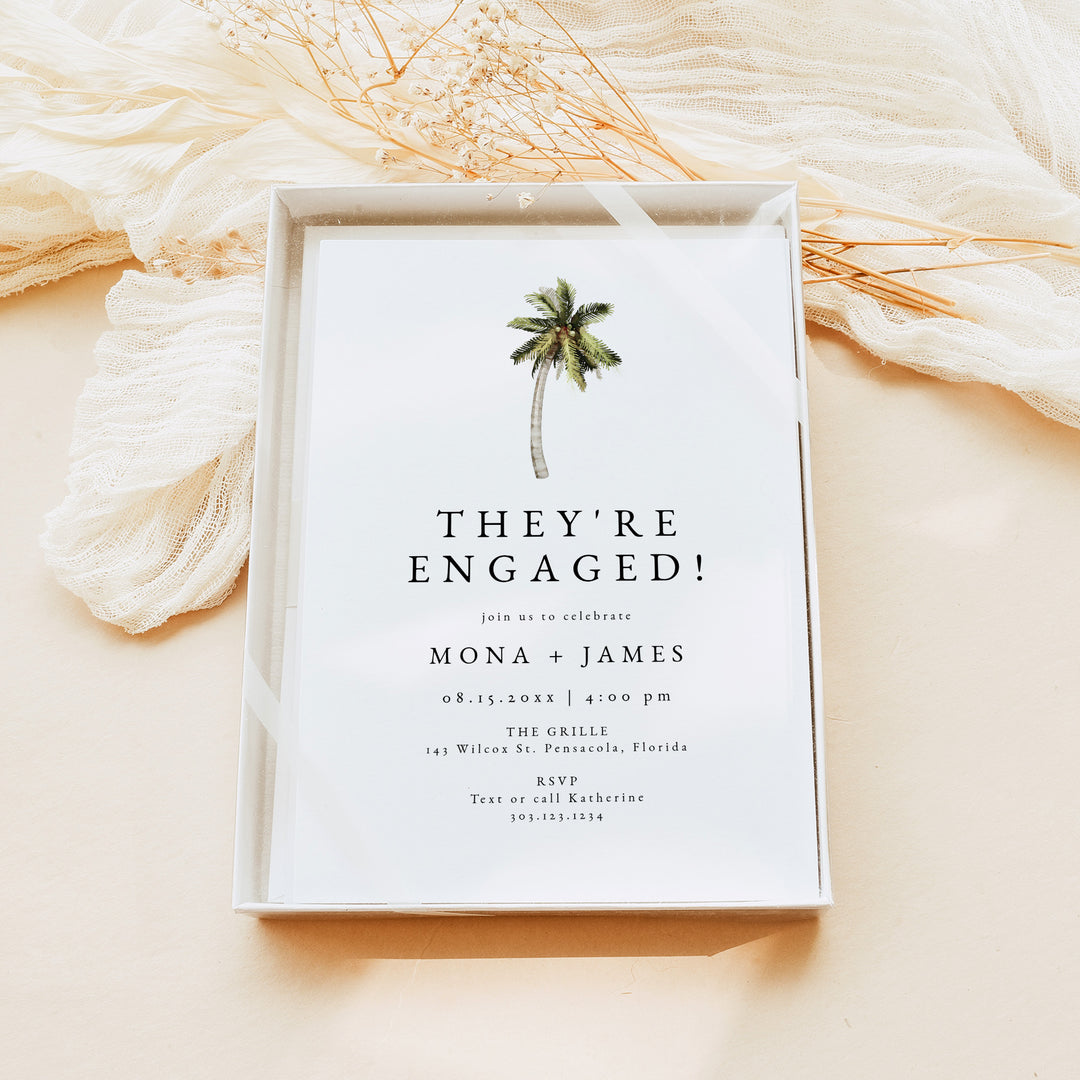 MONA They're Engaged Tropical Beach Engagement Party Invitations