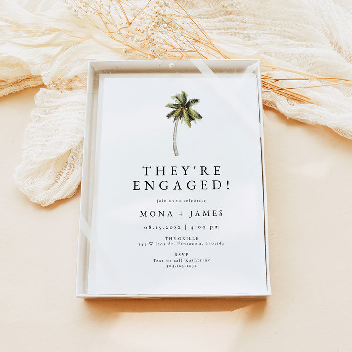 MONA They're Engaged Tropical Beach Engagement Party Invitations
