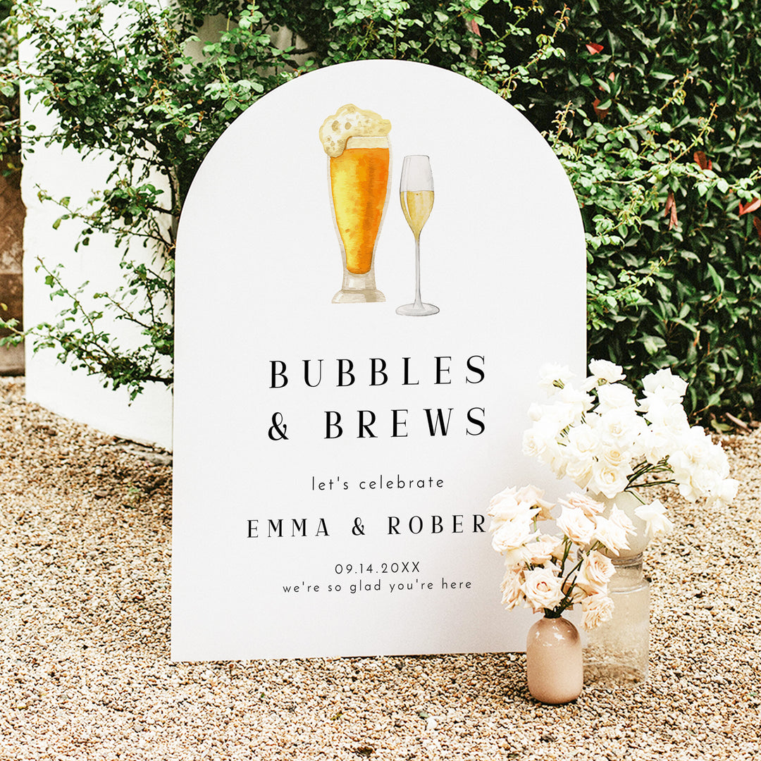 CHARLIE Bubbles and Brews Minimalist Wedding Welcome Sign