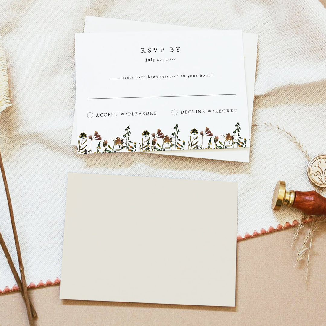 HEIDI Rustic Watercolor Mountain Wedding RSVP Card with Envelopes