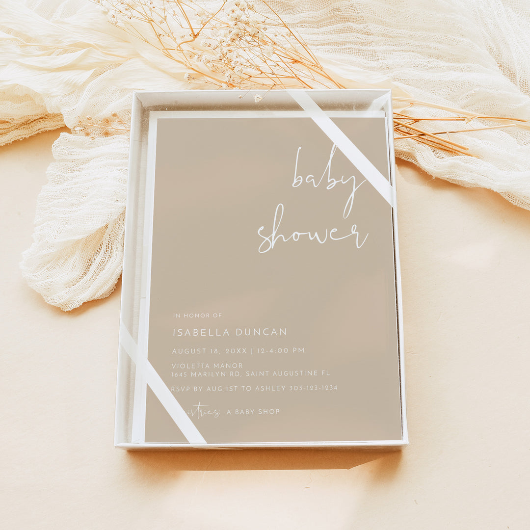 INDIE Taupe Gender Neutral Boho Shower Invitation