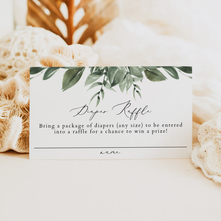LANA Sage Green Boho Baby Shower Diaper Raffle Card