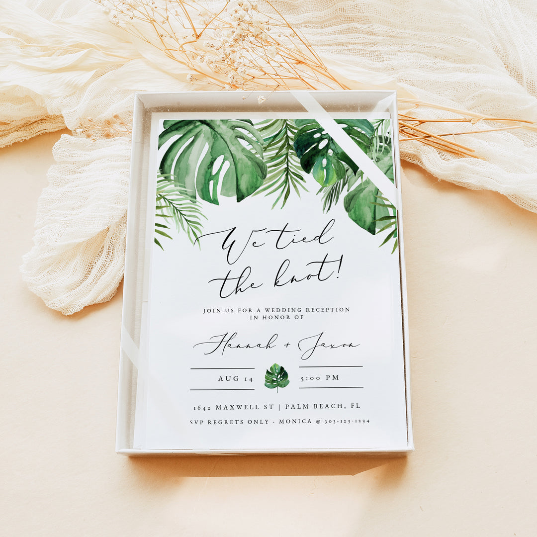 CORA We Tied the Knot Tropical Elopement Reception Invitation
