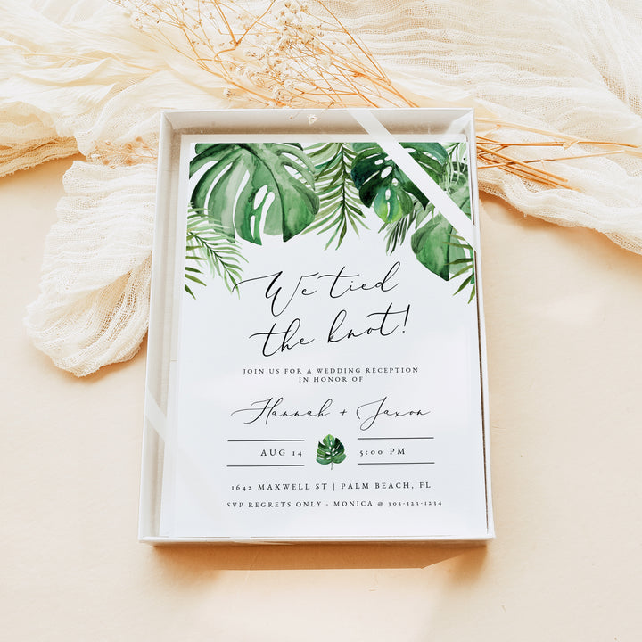 CORA We Tied the Knot Tropical Elopement Reception Invitation