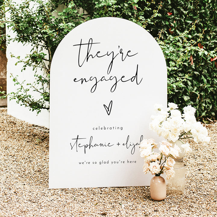 ADELLA They're Engaged Simple Boho Engagement Party Welcome Sign