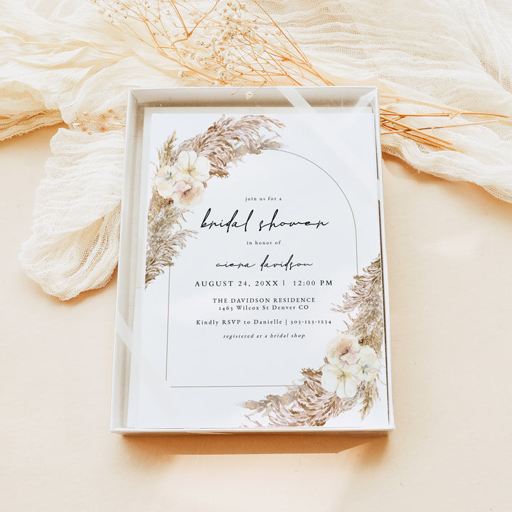 CIERA Pampas Boho Arch Bridal Shower Invitation