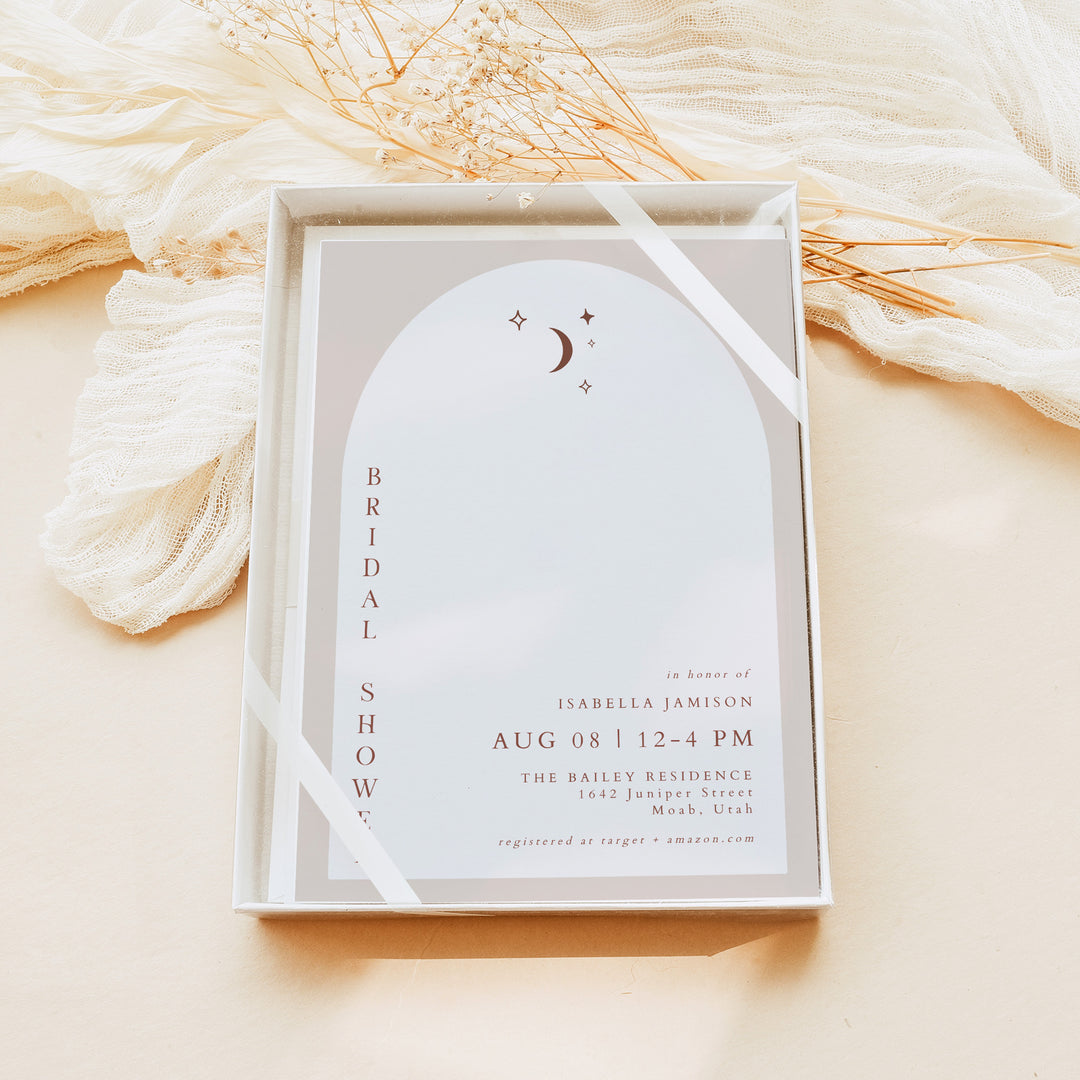 CELESTE Terracotta Celestial Boho Arch Wedding Shower Invitation