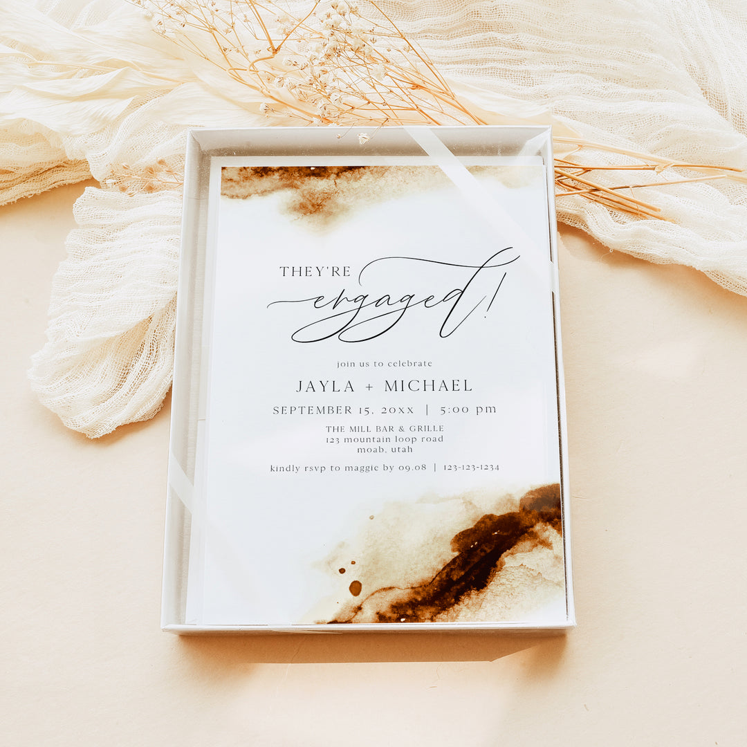 JAYLA They're Engaged Modern Watercolor Engagement Party Invitation