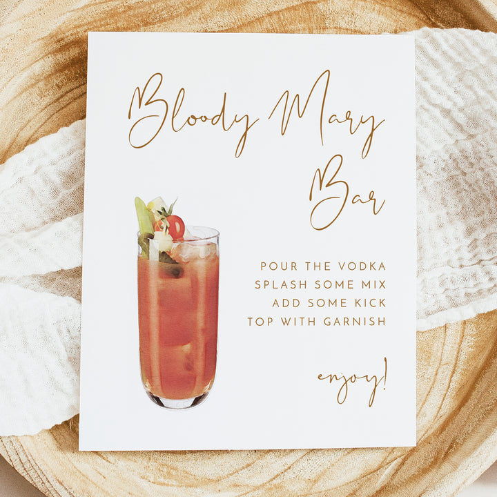 INDIE Rustic Terracotta Bridal Shower Bloody Mary Bar Sign - Unframed