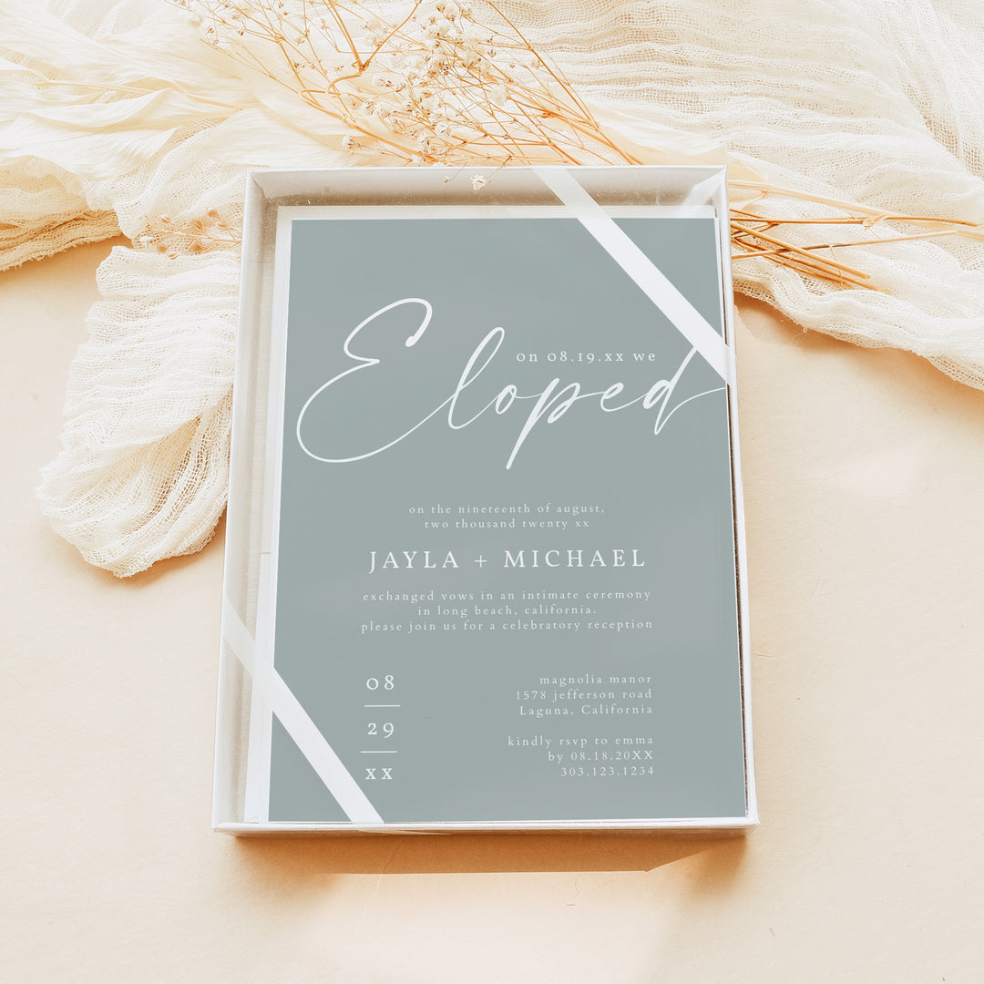 NINA Romantic Boho Elopement Wedding Reception Invite with Photo