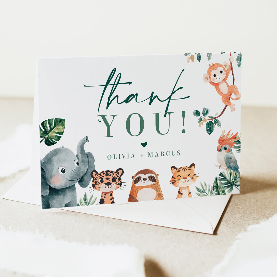 WILDER Jungle Animals Personalized Thank You Cards