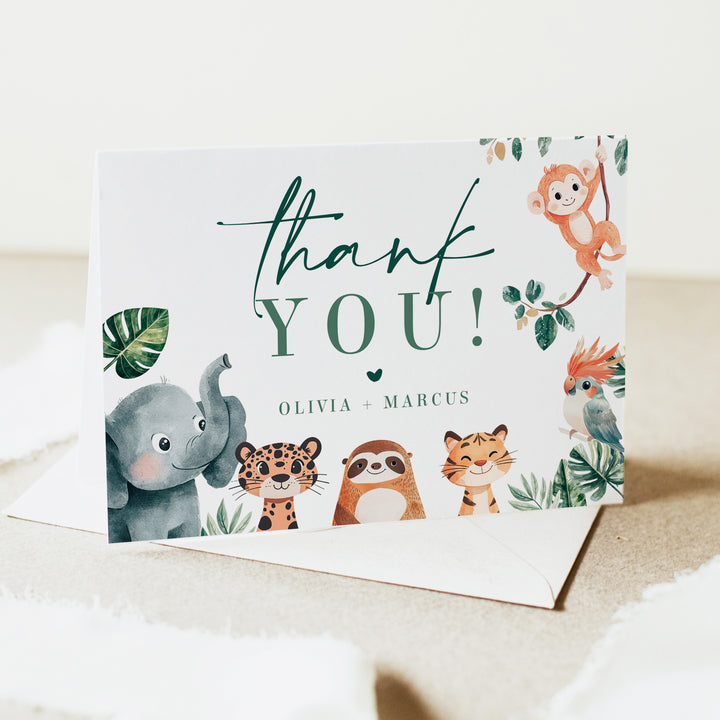 WILDER Jungle Animals Personalized Thank You Cards