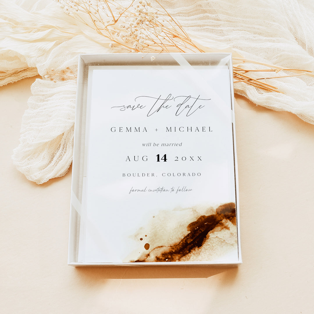 JAYLA Rustic Desert Wedding Save the Date Invitations with Photo