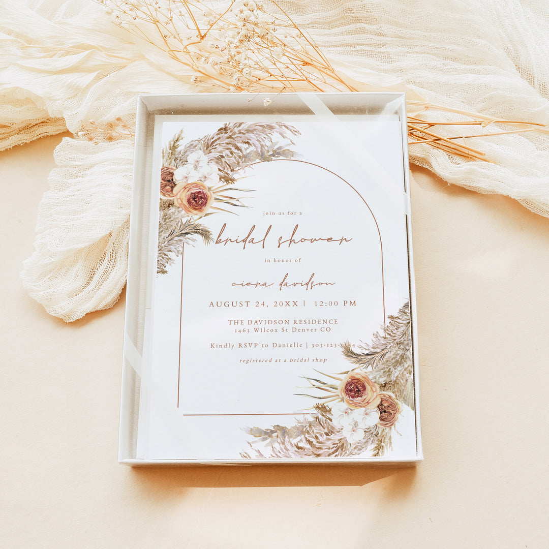 CIERA Rustic Fall Floral Bridal Shower Invitations