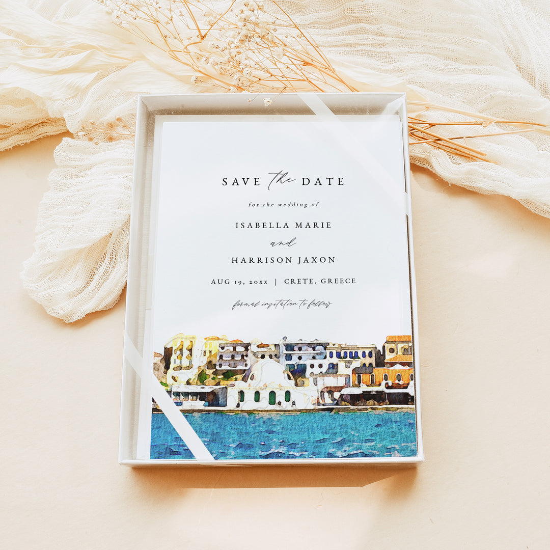 CRETE Greece Wedding Photo Save the Date Invitations