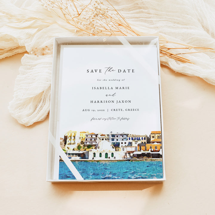 CRETE Greece Wedding Photo Save the Date Invitations